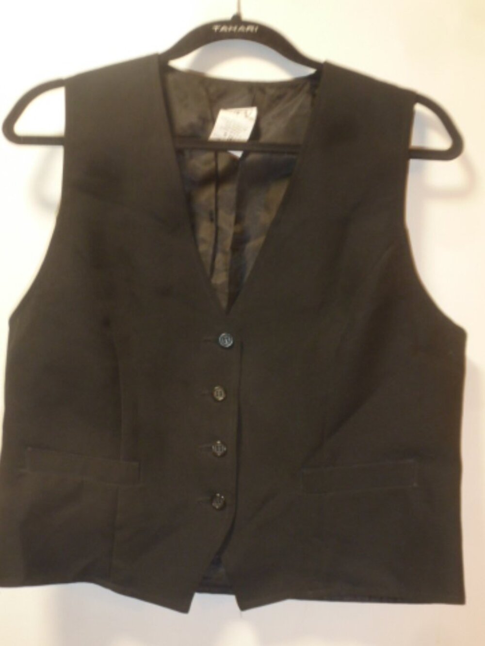 Black Vest Small NWOT UTY Apparel /Made USA Tailored Button Front